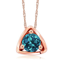 Load image into Gallery viewer, Gem Stone King 10K Rose Gold London Blue Topaz Pendant Necklace For Women (0.50 Cttw, Round 5MM, Gemstone Birthstone, with 18 Inch Chain)
