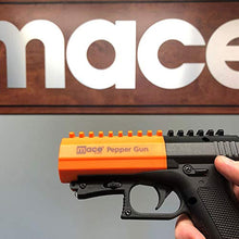 Load image into Gallery viewer, Mace Brand Self Defense Pepper Spray Gun 2.0 – Accurate 20’ Powerful Pepper Spray, Leaves UV Dye on Skin, Integrated LED Light Enhances Aim, Great Self-Defense – Replaceable Cartridge (80406), Black
