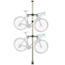 Load image into Gallery viewer, Bikehand Floor to Ceiling Indoor 2 Bike Bicycle Vertical Dual Hanger Parking Rack Storage Pole Stand for Garages or Apartments Gravity Nook Hook for Bicycles - Hanging Road, Mountain or Hybrid Bikes
