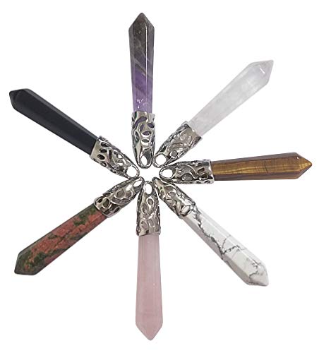 7 PCS Hexagonal Crystal Quartz Stone Pendants with Leather Cord Necklaces for Necklace Jewelry Making