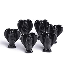 Load image into Gallery viewer, AMOYSTONE Angel Obsidian Gemstone Rock Crystals Pocket Guardian Angel Healing Statues 6PCS 1.5&quot; Black
