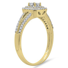 Load image into Gallery viewer, Dazzlingrock Collection 0.50 Carat (ctw) 14K Princess &amp; Round Cut Diamond Halo Engagement Ring 1/2 CT, Yellow Gold, Size 6
