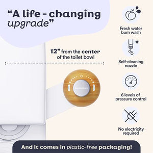 BETTERWAY Bidet Attachment For Toilet - Ultra Slim, Premium Design, Easy Install - Self Cleaning Nozzle w/Pressure Control - Non Electric Bidet Toilet Seat Attachment - Digital Install Guide (Bamboo)
