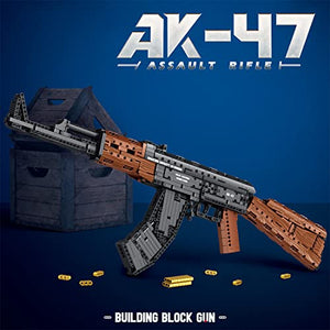1366 Pcs Rifle AK-47 Blaster Shooting Building Bricks, Realistic Gun Mechanical Submachine Model Set, Compatible with Lego