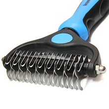 Load image into Gallery viewer, Maxpower Planet Pet Grooming Brush - Double Sided Shedding and Dematting Undercoat Rake Comb for Dogs and Cats,Extra Wide,Blue
