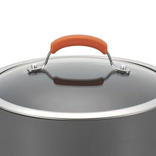 Load image into Gallery viewer, Rachael Ray Brights Hard Anodized Nonstick Sauce Pan/Saucepan with Lid, 3 Quart, Gray with orange handles
