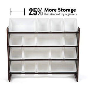Humble Crew Extra-Large Toy Organizer, 16 Storage Bins, Espresso/White