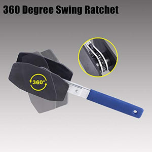 YSTOOL Brake Caliper Press Tool Car Piston Spreader Pad 360 Degree Swing Ratchet Hand Wrench Expander for Single Twin Quad Piston Disc Brake