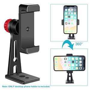 Neewer Metal Cellphone Holder Clip Desktop Tripod Mount Adapter for iPhone X 8 8plus 7 7plus，Samsung S9 S8，Huawei P9 Smartphone within 2.2-3.5 inches Width，Mount Tripod Ball Head Light Stand Slider