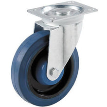 Load image into Gallery viewer, Shepherd Hardware 9260 4-Inch Swivel Caster, Elastic Blue Rubber, 265-lb Load Capacity
