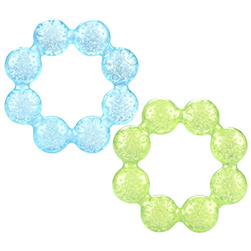 Nuby Pur Ice Bite Soother Ring Teether, 2 Count - Blue/Green