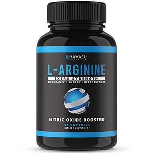 Havasu Nutrition Extra Strength L Arginine - 1200mg Nitric Oxide Supplement for Muscle Growth, Vascularity and Energy - L-Citrulline & Essential Amino Acids to Support Physical Endurance, 60 Capsules