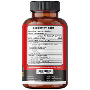 Nitric Oxide Supplement - L Arginine Capsules – Helps to Improve Energy, Endurance & Performance - Pre Workout - Muscle Builder - with All Essential Amino Acid, Maca Root & Beet Root Powder