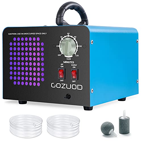 2 in 1 Ozone Generator 11,000 mg/h Multipurpose Ozone Machine Ionizer Air Purifier Deodorizer for Rooms, Cars, Smoke, Blue