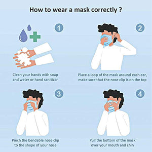 Disposable Face Masks, Halloween Face Mask 3 Layers Facial Safety Masks with Adjustable Elastic Ear Loop Disposable Respirator Safety Mouth Masks Dust Air Pollution Protection - 50Pcs
