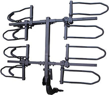 Load image into Gallery viewer, KAC Overdrive Sports K4 2” Hitch Mounted Rack 4-Bike Platform Style Carrier for Standard, Fat Tire, and Electric Bicycles – 60 lbs/Bike Heavy Weight Capacity - Smart Tilting – RV Use Prohibited
