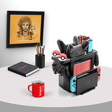 Load image into Gallery viewer, Controller Charger for Nintendo Switch, Charging Dock for Nintendo Switch 4 Joy-Cons, 4 Pro Controllers and 2 Poke Ball Plus Controllers, Storage Rack for Nintendo Switch, Holder for 8 Switch Games
