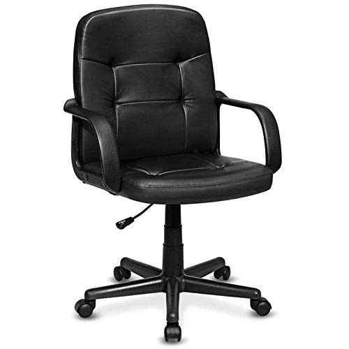 CML Ergonomic Office Chair Swivel Computer Chair Height Adjustable Lifting PU Leather Black Chair Durable Furniture