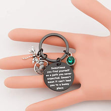 Load image into Gallery viewer, AKTAP Sasenach Inspired Keychain Sassenach Scottish Jewelry Gift Sometimes You Find Yourself On a Path You Never Expected
