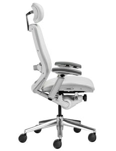 Nightingale IC2 Designer LEATHER Office Chair 7300D in White Frame w/ Headrest