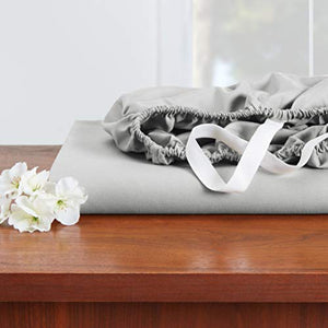 Empyrean Bedding 18" - 21" Extra Deep Pocket Fitted Sheet for High Mattress- Hotel Luxury Silky Soft Double Brushed Microfiber Sheet - Hypoallergenic Wrinkle Free Cooling Bed Sheet, King - Silver
