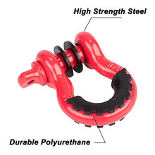 Load image into Gallery viewer, FieryRed 3/4" D Ring Shackle (2 Pack) 22,046Ibs Break Strength with 7/8" Locking Pin and Black Isolator &amp; Washer Kits for use With Tow Strap, Winch &amp; Bubba Rope

