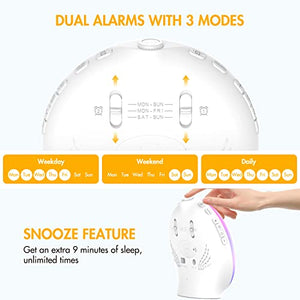 Sunrise Alarm Clock, Full Screen Wake Up Light with Sunrise Simulation, Dual Alarms, FM Radio, 8 Natural Sounds & Snooze, 3 Light Modes, Bedroom Digital Alarm Clock for Heavy Sleepers Adults Kids