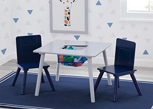 Load image into Gallery viewer, Delta Children Kids Table and Chair Set with Storage (2 Chairs Included) - Ideal for Arts & Crafts, Snack Time, Homeschooling, Homework & More, Grey/Blue