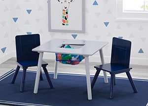 Delta Children Kids Table and Chair Set with Storage (2 Chairs Included) - Ideal for Arts & Crafts, Snack Time, Homeschooling, Homework & More, Grey/Blue