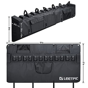LEETPIC Tailgate Bike Pads for 61" Full-Sized Truck Tailgate with Secure Bike Frame Straps Carry up to Six Bikes, Tailgate Bike Cover with Utility Ring