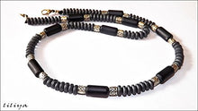 Load image into Gallery viewer, Mens Choker Necklace Onyx Necklace Mens Beaded Choker - Surfer necklace - men's jewelry - boys necklace, boys choker
