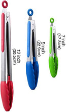 Load image into Gallery viewer, Hotec Premium Stainless Steel Locking Kitchen Tongs with Silicon Tips, Set of 3-7", 9" and 12"
