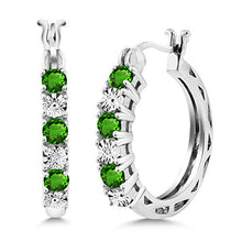 Load image into Gallery viewer, Gem Stone King 925 Sterling Silver Green Simulated Tsavorite and White Lab Grown Diamond Earrings For Women (0.85 Cttw)
