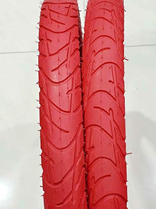 MZ PARTS MIAMI 20x2.125 Tires Bicycle (57-406) Two BMX Street Bicycle Tires (RED)