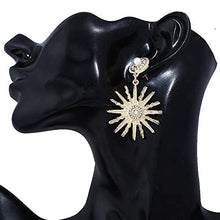 Load image into Gallery viewer, Ancient Roman Sunflower Personality Creative Flashing Rhinestones and Pearl Exaggerated Earrings with S925 Silver needle for Women Girl Gifts Valentines/Birthday/ Anniversary / Mother’s Day
