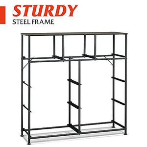 WLIVE 9-Drawer Dresser, Fabric Storage Tower for Bedroom, Hallway, Nursery, Closets, Tall Chest Organizer Unit with Textured Print Fabric Bins, Steel Frame, Wood Top, Easy Pull Handle, Charcoal Gray