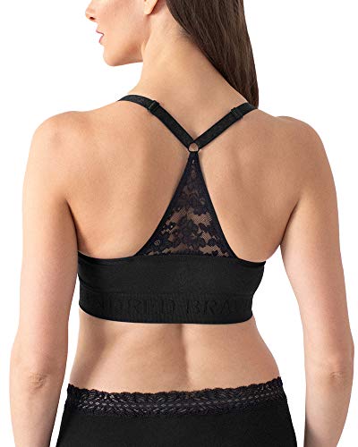 Kindred Bravely Sublime Lace Back Seamless Nursing Bra | Wireless Racerback Maternity Bra (Black, Medium)