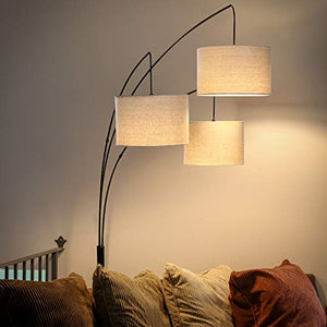 Brightech Trilage Arc Floor Lamp w/Marble Base - 3 Lights Hanging Over The Couch from Behind - Multi Head Arching Tree Lamp - for Mid Century, Modern & Contemporary Rooms - Oil Rubbed Bronze