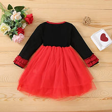 Load image into Gallery viewer, GUMEMO Kids Toddler Baby Girls Valentine&#39;s Day Dress Outfit Long Sleeve Princess Party Tutu Skirt Dress Playwear Clothes (4-5 Years, Black+Red)
