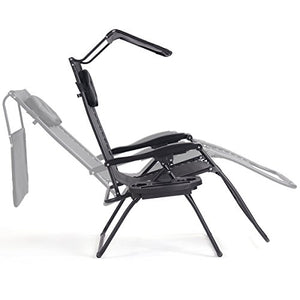 Goplus Folding Zero Gravity Lounge Chair Wide Recliner for Outdoor Beach Patio Pool w/Shade Canopy (Black Zero Gravity Chair)