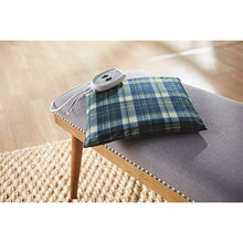 Load image into Gallery viewer, Sunbeam Heating and Massage Pad for Pain Relief | Small Flexi-Soft, 2 Heat &amp; 2 Massage Settings with Auto-Off | Blue Plaid, 12-Inch x 12-Inch
