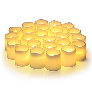 Flameless Votive Candles,Flameless Flickering Electric Fake Candle,Pack of 24,Battery Operated LED Tea Lights in Warm White for Wedding,Table,Festival Celebration,Halloween,Christmas Decorations
