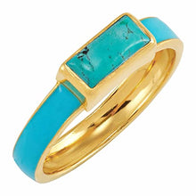 Load image into Gallery viewer, Silpada &#39;Building Blocks&#39; Turquoise Ring in 18K Yellow Gold-Plated Sterling Silver, Size 7, Size 7
