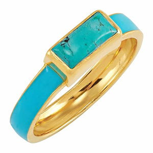 Silpada 'Building Blocks' Turquoise Ring in 18K Yellow Gold-Plated Sterling Silver, Size 7, Size 7