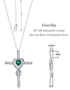 Green Emerald Jewelry for Women Teen Girls Birthday Gifts Necklace for Mom Wife Love Heart Pendant Daughter Grandma Mother in Law Sterling Silver Infinity Necklace Gifts for Her Anniversary
