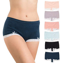Load image into Gallery viewer, Alyce Intimates Seamless Womens Boyshort with Lace Trim and Ruching Detail, Pack of 6
