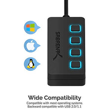 Load image into Gallery viewer, Sabrent 4-Port USB 3.0 Hub with Individual LED Lit Power Switches, Includes 5V/2.5A Power Adapter (HB-UMP3)
