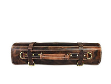 Load image into Gallery viewer, Personalized Leather Knife Roll Storage Bag | Elastic and Expandable 10 Pockets | Adjustable/Detachable Shoulder Strap | Travel-Friendly Chef Knife Case Roll By Aaron Leather Goods
