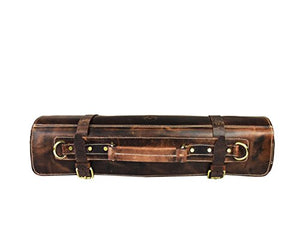 Personalized Leather Knife Roll Storage Bag | Elastic and Expandable 10 Pockets | Adjustable/Detachable Shoulder Strap | Travel-Friendly Chef Knife Case Roll By Aaron Leather Goods