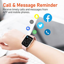 Load image into Gallery viewer, Smart Watch for Women (Answer/Make Calls),1.69" HD Full Touch Screen Bluetooth Smartwatch for Android and iOS Phones Compatible IP67 Waterproof Fitness Tracker with Heart Rate Monitor (Pink)
